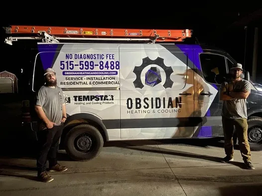Obsidian technicians with service van on a call in Grimes, IA